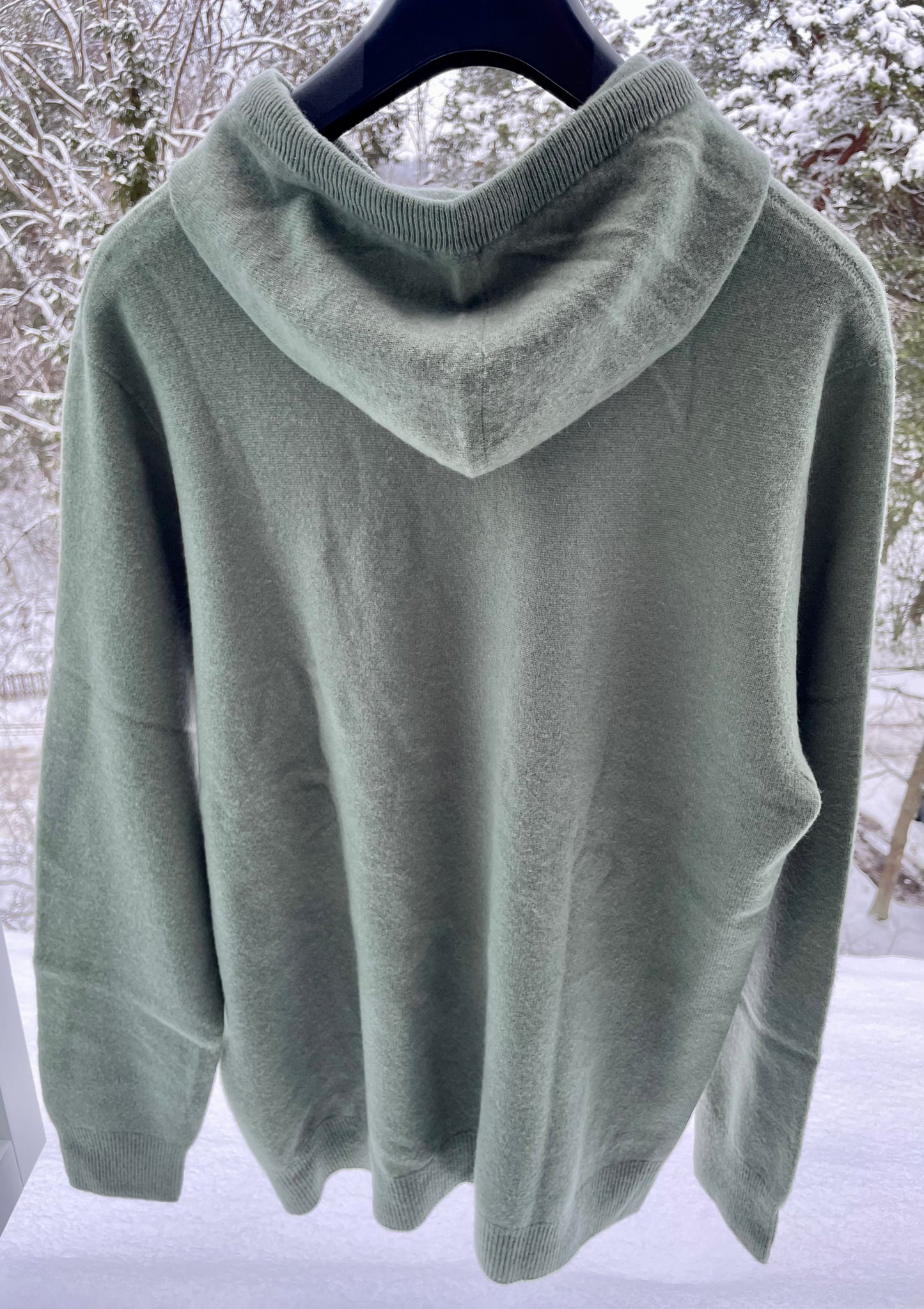 Grön Stickad Hoodie