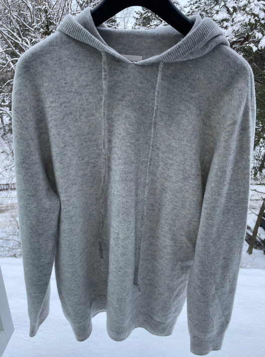 Ljusgrå Stickad Hoodie