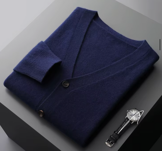Mörkblå navy stickad cardigan